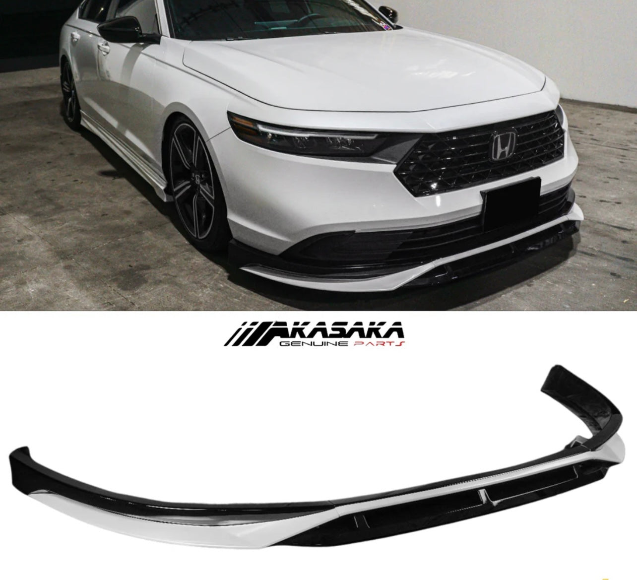2023-2025 HONDA ACCORD: AKASAKA 2-TONE PEARL WHITE BLACK FRONT BUMPER LIP KIT