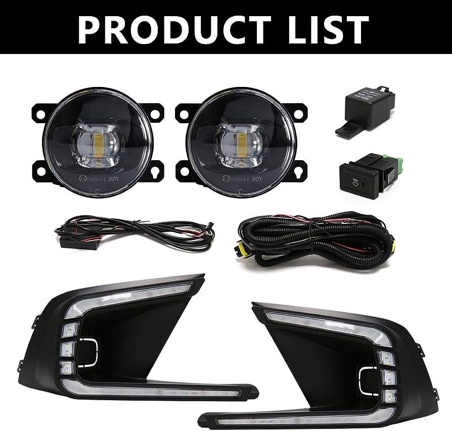 2022-2023 CIVIC DRL LED FOG LAMP BEZEL COVER + CLEAR PROJECTOR FOG LENS KIT