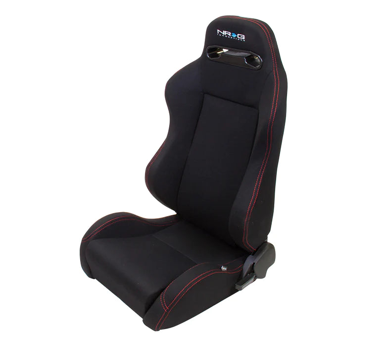 NRG Type-R Cloth Sport Seat : BLACK W RED STITCH ( SOLD IN PAIR )