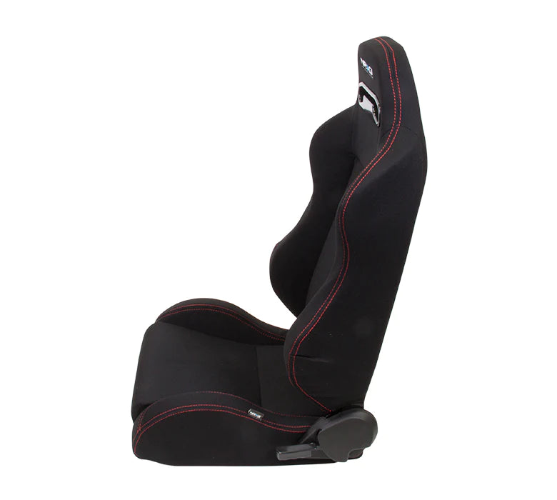 NRG Type-R Cloth Sport Seat : BLACK W RED STITCH ( SOLD IN PAIR )