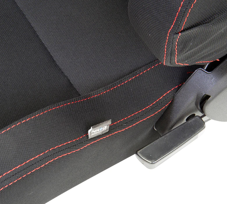 NRG Type-R Cloth Sport Seat : BLACK W RED STITCH ( SOLD IN PAIR )