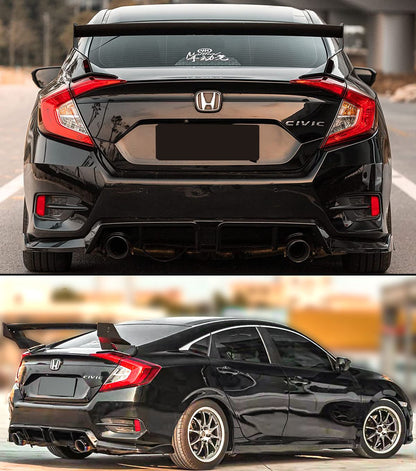 DWA 2016-21 Honda Civic 4dr Sedan JDM Gloss Blk M Style Trunk Spoiler High Wing