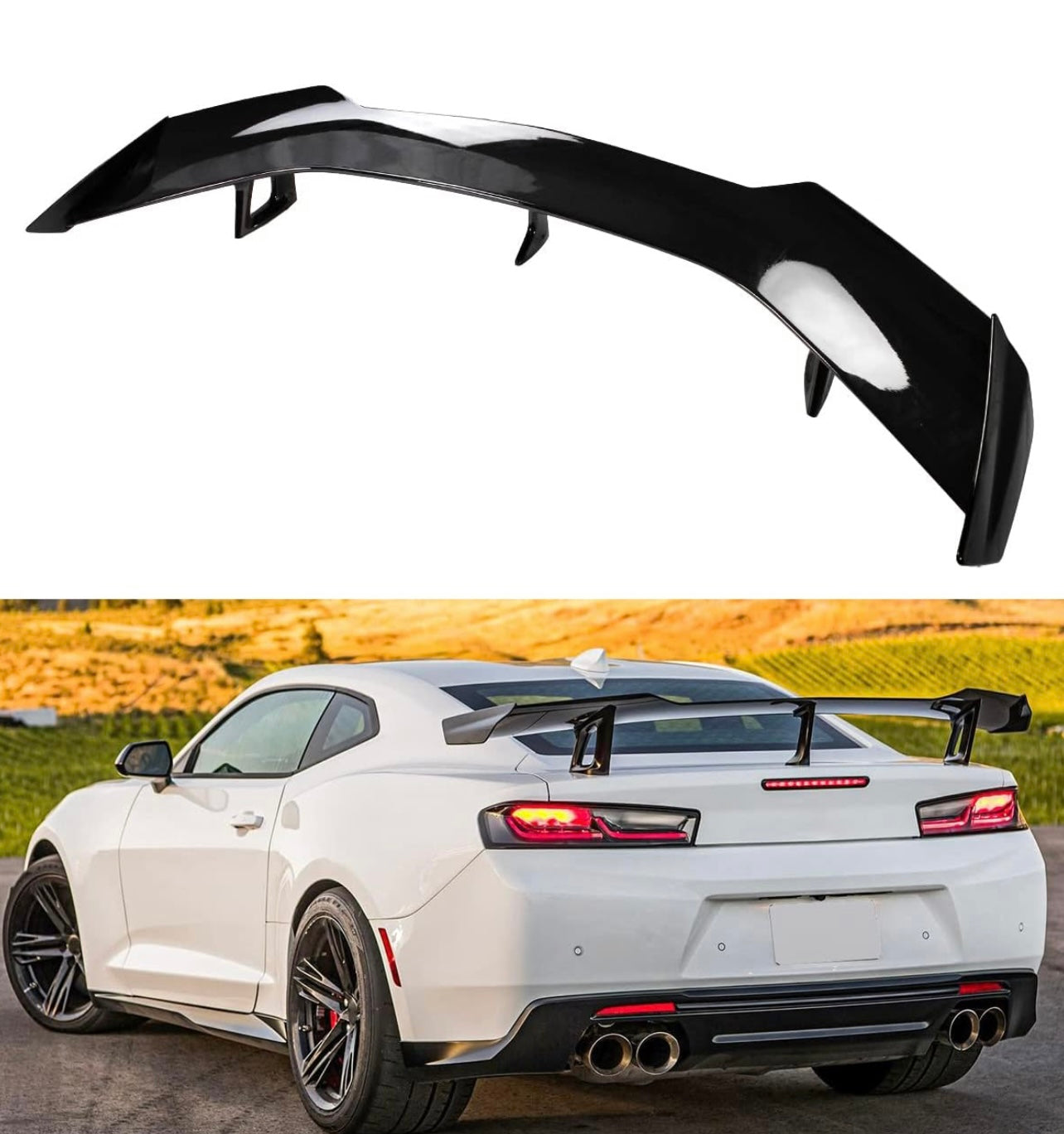 2016-2023 CHEVY CAMARO GLOSS BLACK ZL1 / 1LE STYLE BIG REAR TRUNK SPOILER WING