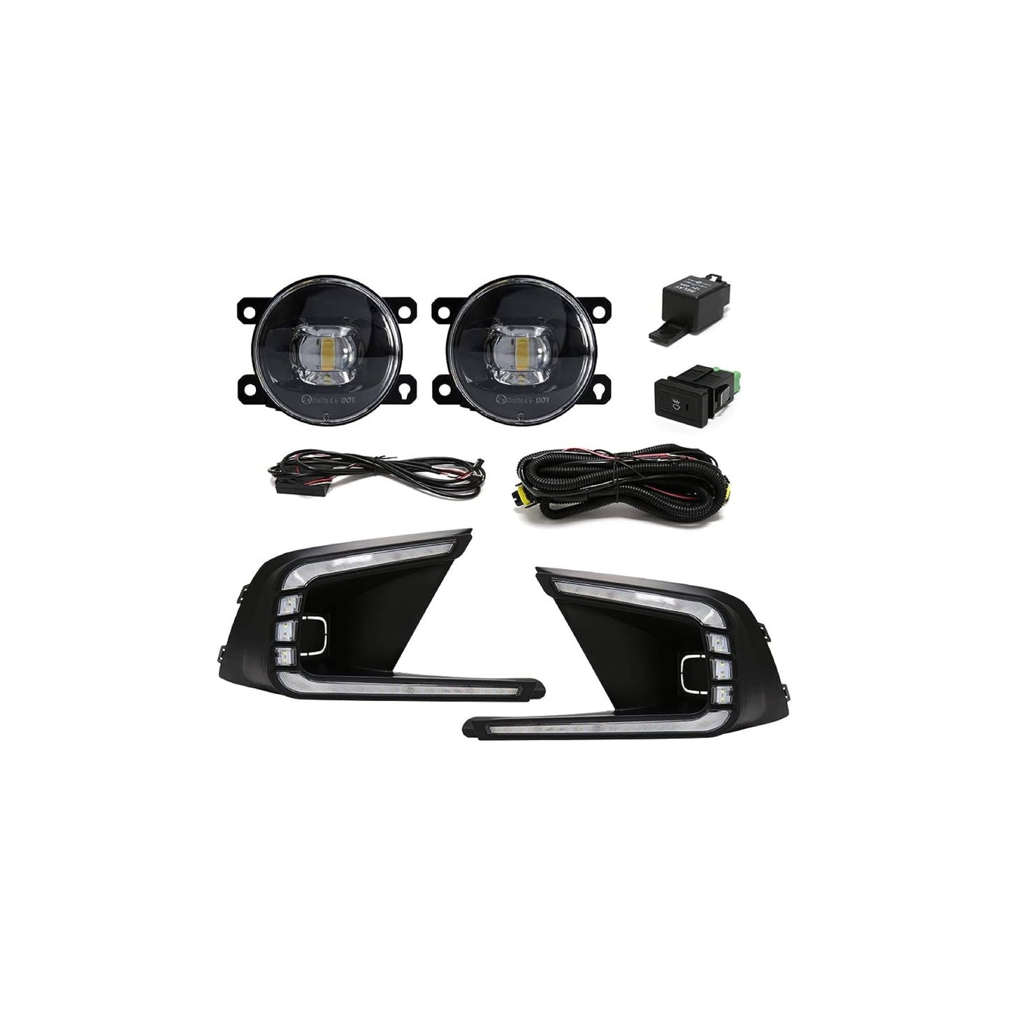 2022-2023 CIVIC DRL LED FOG LAMP BEZEL COVER  + CLEAR PROJECTOR FOG LENS KIT