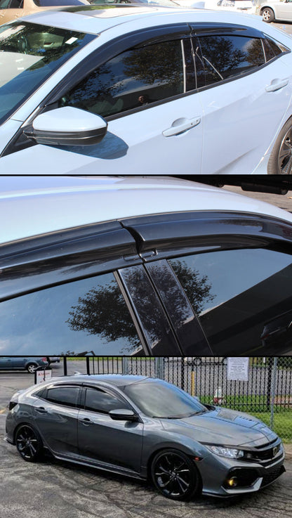 DWA Mugen Style Window Visors 2017-2021 Honda Civic 5 Door Hatchback Model (Including Type-R)