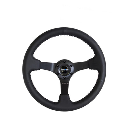 NRG 350MM DEEP DISH STEERING WHEEL LEATHER SOLID SPOKE