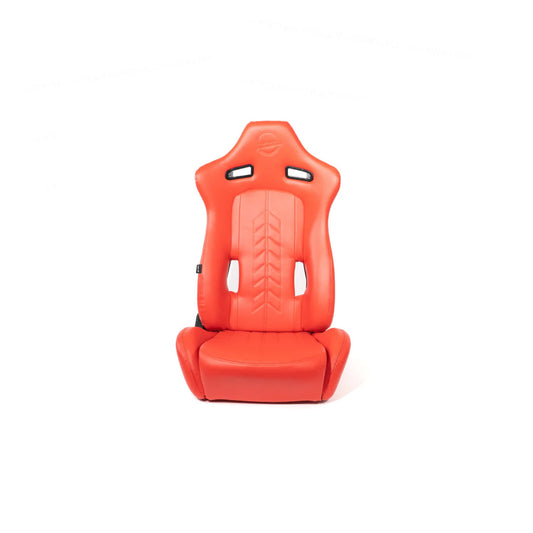 NRG "The Arrow" Sports Seats : Vinyl Seat Red w/ Red Stitch plus Pressed NRG logo