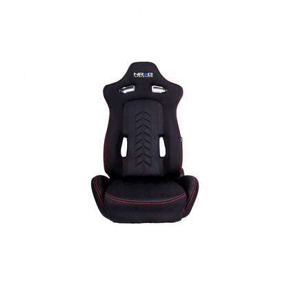 NRG "The Arrow" Cloth Sport Seat Black w/ Red Stitch w/ logo