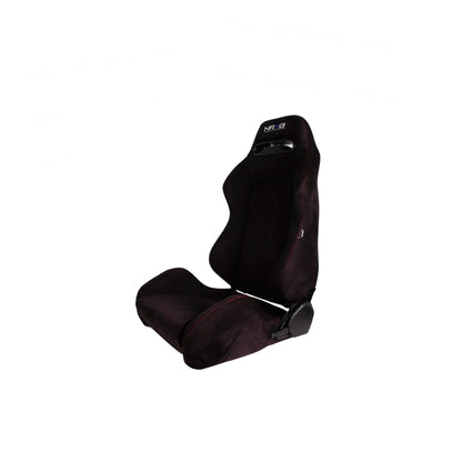 NRG Type-R Suede Sport Seat : Black W/ Red Stitching w/ logo