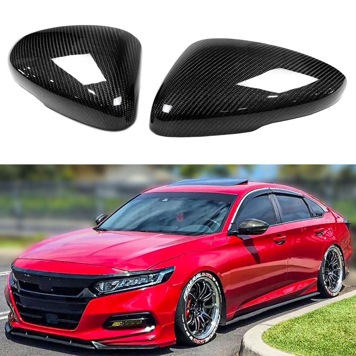 DWA 2018-22 HONDA ACCORD REAL CARBON FIBER SIDE MIRROR COVER DIRECT REPLACEMENT