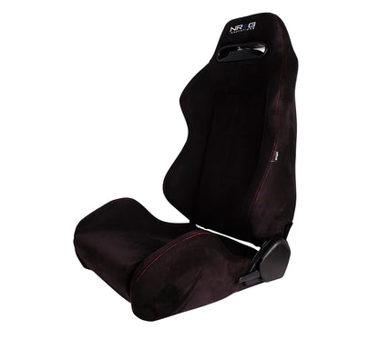 NRG Type-R Suede Sport Seat : Black W/ Red Stitching w/ logo