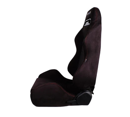 NRG Type-R Suede Sport Seat : Black W/ Red Stitching w/ logo