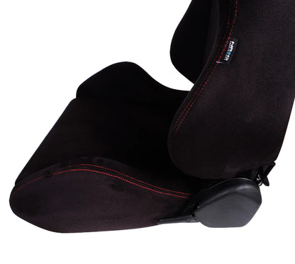 NRG Type-R Suede Sport Seat : Black W/ Red Stitching w/ logo