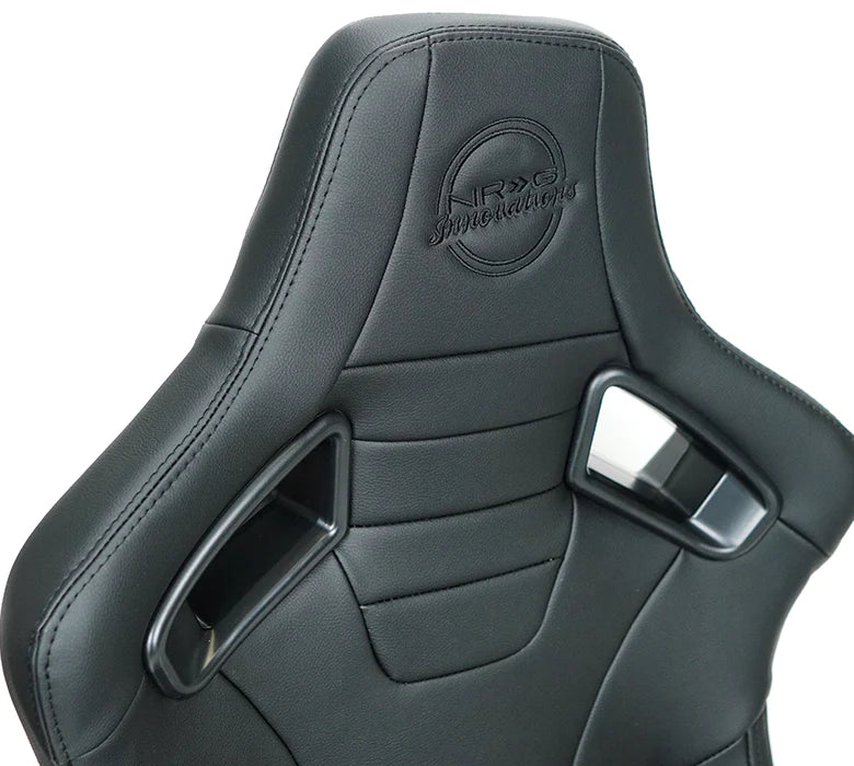 NRG Omega Reclined Seat : Black Vegan Leather with Black Carbon Vinyl Back w NRG logo