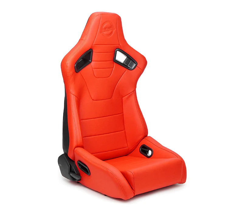 NRG Omega Reclined Seats : Red Vegan Leather w Black Carbon Vinyl Back w NRG logo