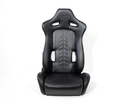 NRG "The Arrow" Sports Vinyl Seat : Black w/ Black Stitch plus Pressed NRG logo