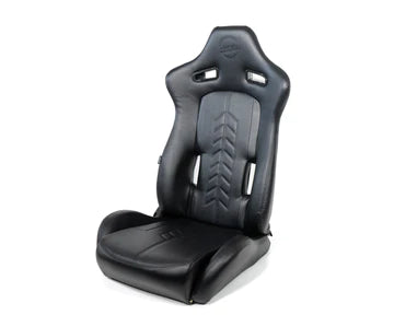 NRG "The Arrow" Sports Vinyl Seat : Black w/ Black Stitch plus Pressed NRG logo