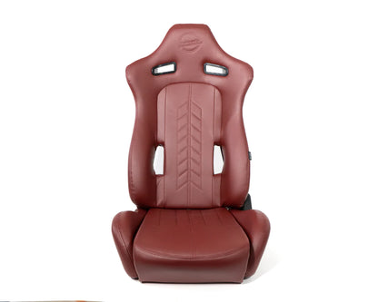 NRG "The Arrow" Sports Vinyl SeatS : Maroon w/ Maroon Stitch plus Pressed NRG logo