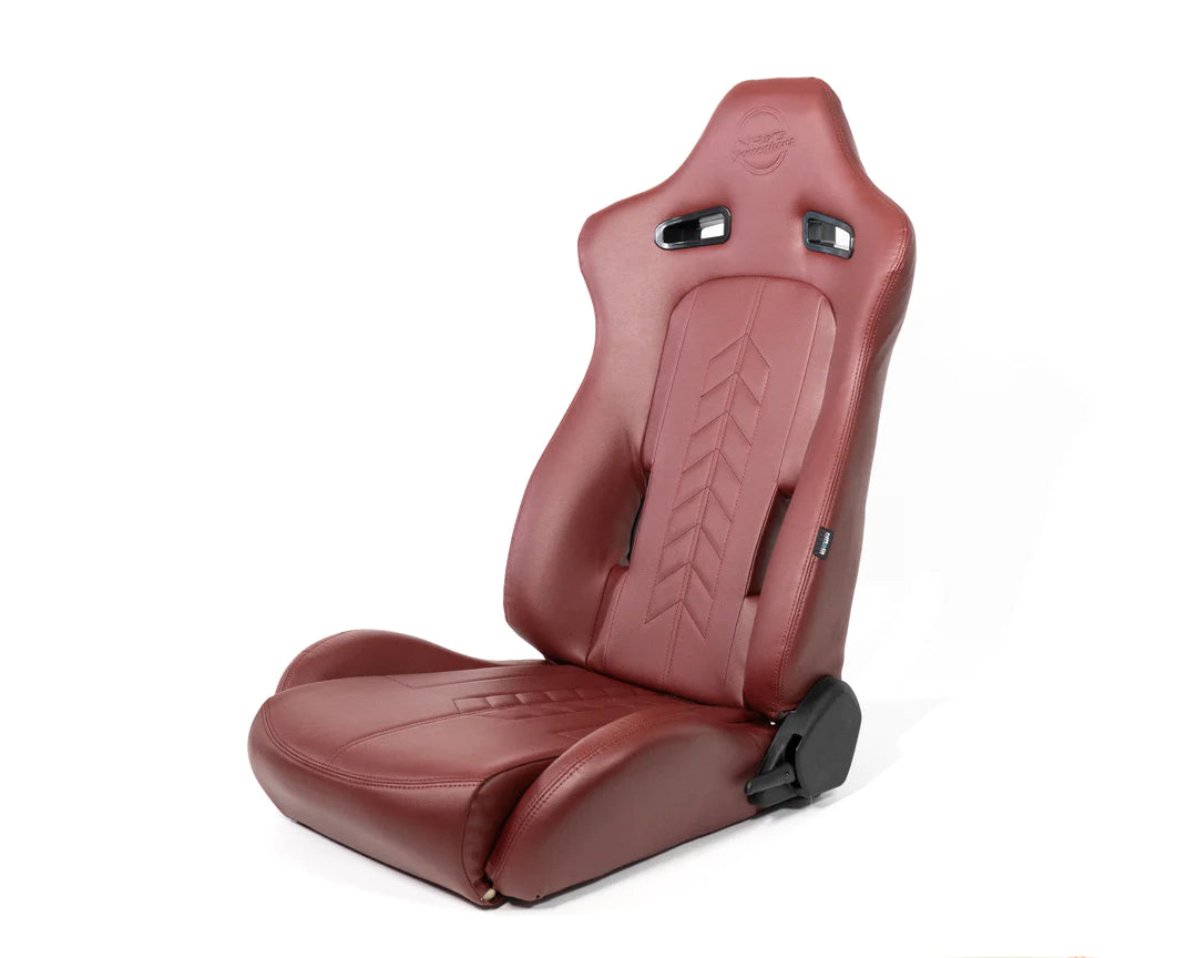 NRG "The Arrow" Sports Vinyl SeatS : Maroon w/ Maroon Stitch plus Pressed NRG logo