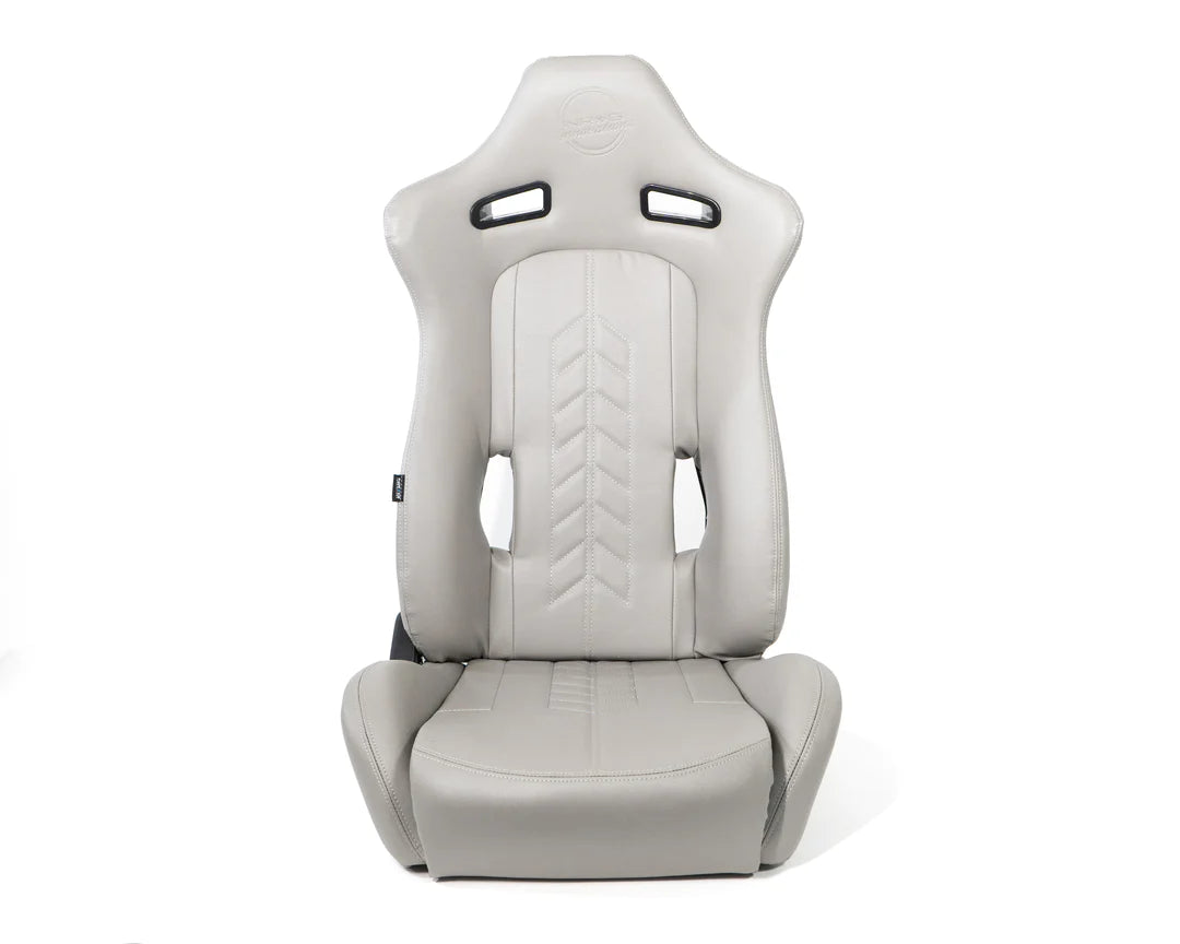 NRG "The Arrow" Sports Vinyl Seats : Grey w/ Grey Stitch plus Pressed NRG logo