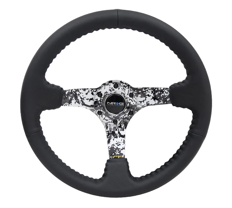 NRG 350MM DEEP DISH STEERING WHEEL LEATHER SOLID SPOKE