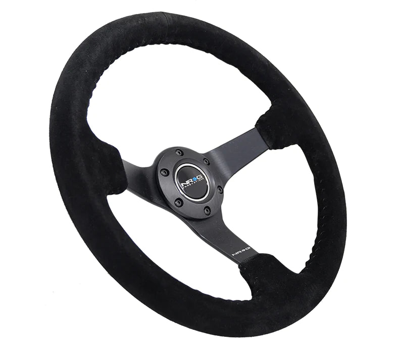 NRG 350MM DEEP DISH STEERING WHEEL SUEDE SOLID SPOKE