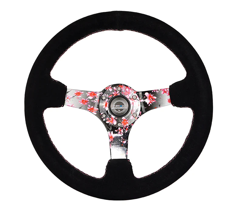 NRG 350MM DEEP DISH STEERING WHEEL SUEDE SOLID SPOKE