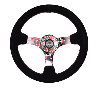 NRG 350MM DEEP DISH STEERING WHEEL SUEDE SOLID SPOKE