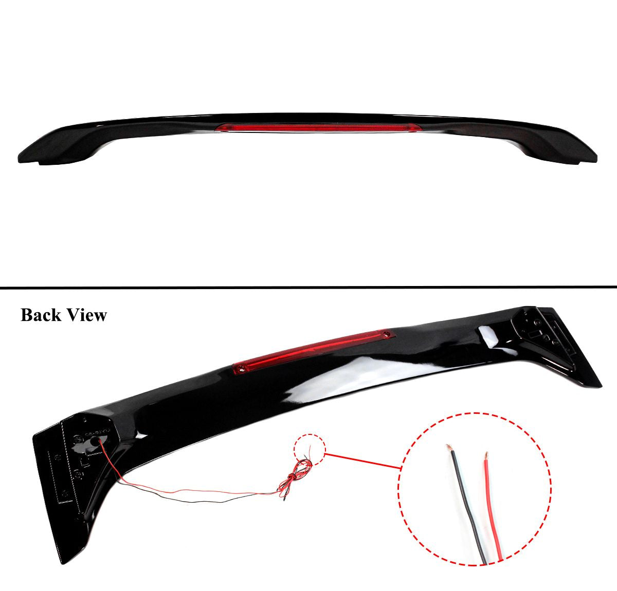 DWA 06-11 HONDA CIVIC SEDAN GLOSS BLACK RS STYLE JDM TRUNK SPOILER WING W/ LIGHT