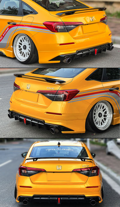 2022+ Honda Civic 4dr Sedan Yofer V2 Downforce Gloss Black Trunk Spoiler Wing