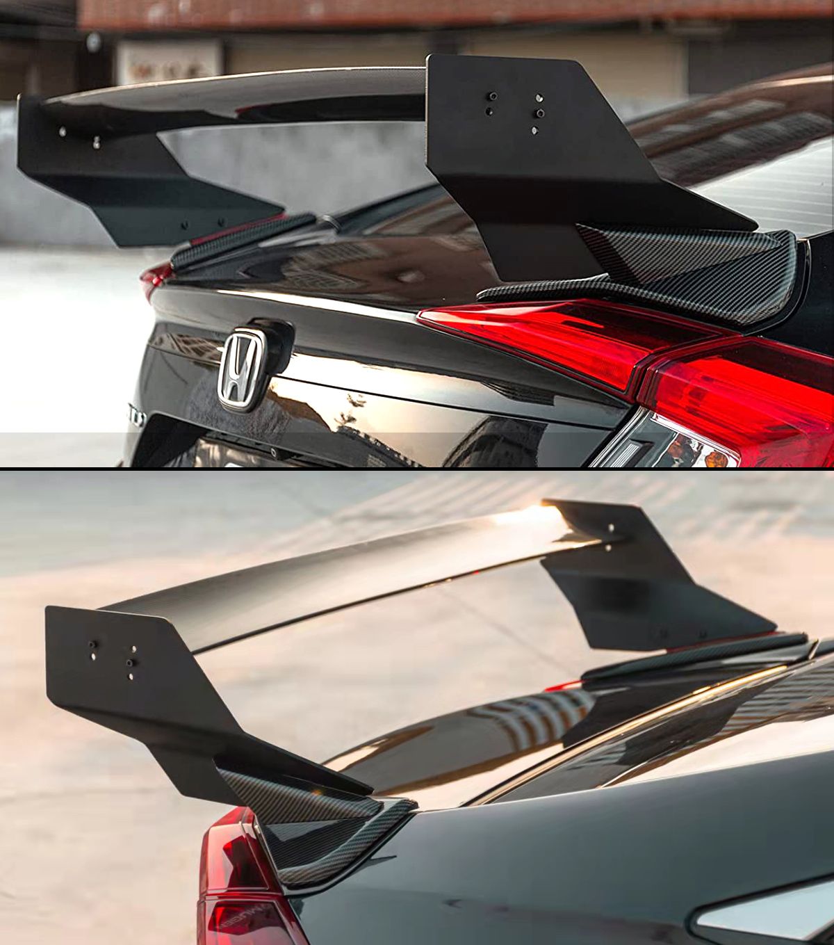 DWA 2016-21 Honda Civic 4dr Sedan JDM Gloss Blk M Style Trunk Spoiler High Wing